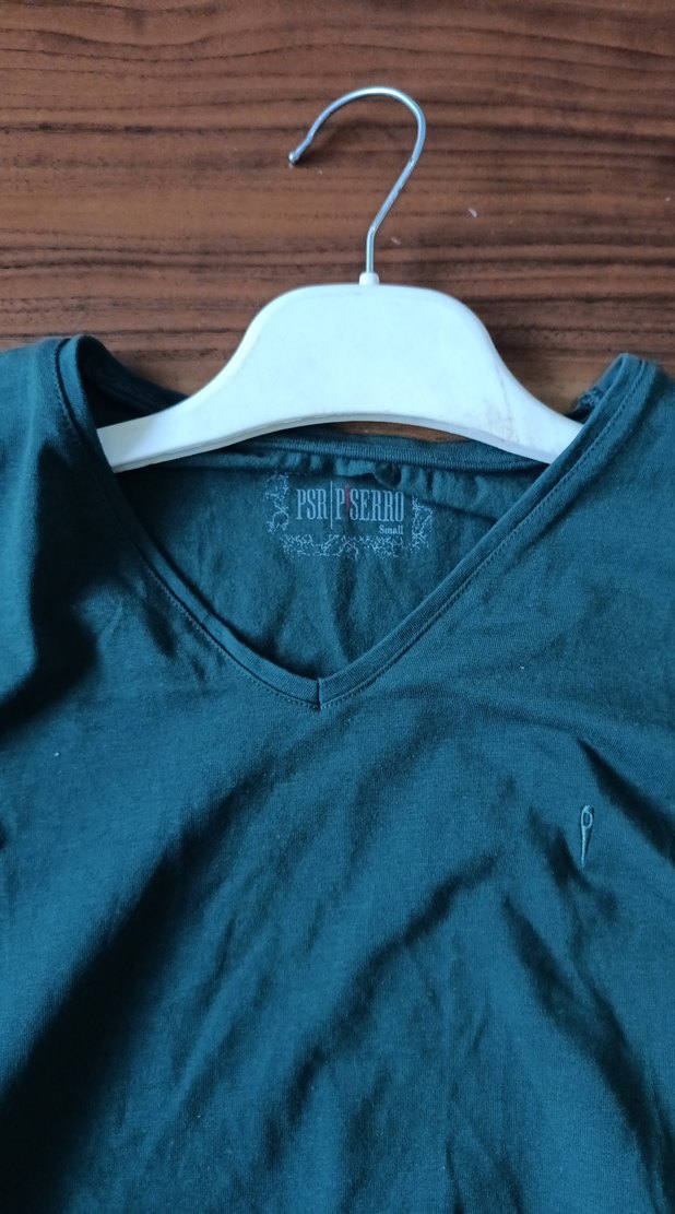 V yaka uzun kollu yeşil erkek tişört - Görsel 4