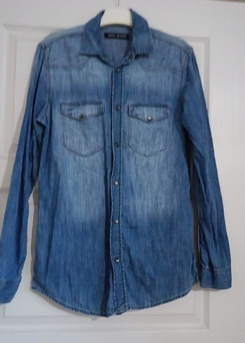 Erkek Mavi Denim Gömlek Uzun Kollu - Görsel 2