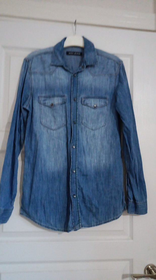 Erkek Mavi Denim Gömlek Uzun Kollu - Görsel 2