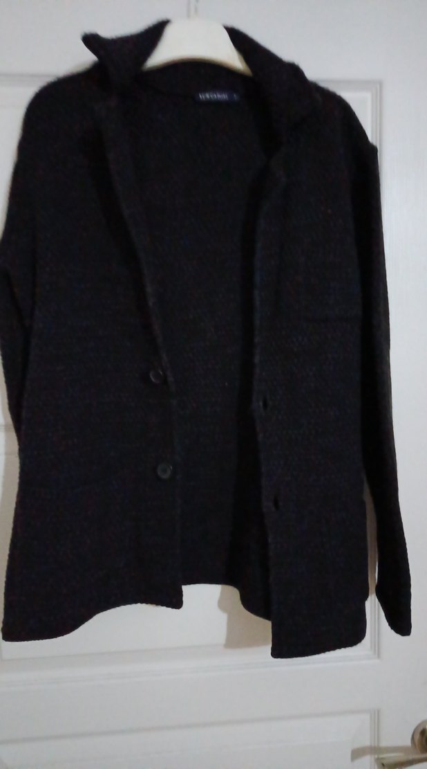 Siyah Düğmeli Yün  Ceket - Görsel 2