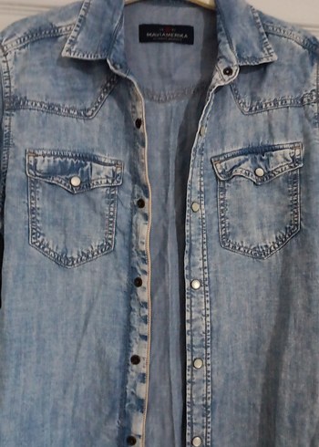 orijinal mavi marka şık bir kot gömlek - Görsel 5