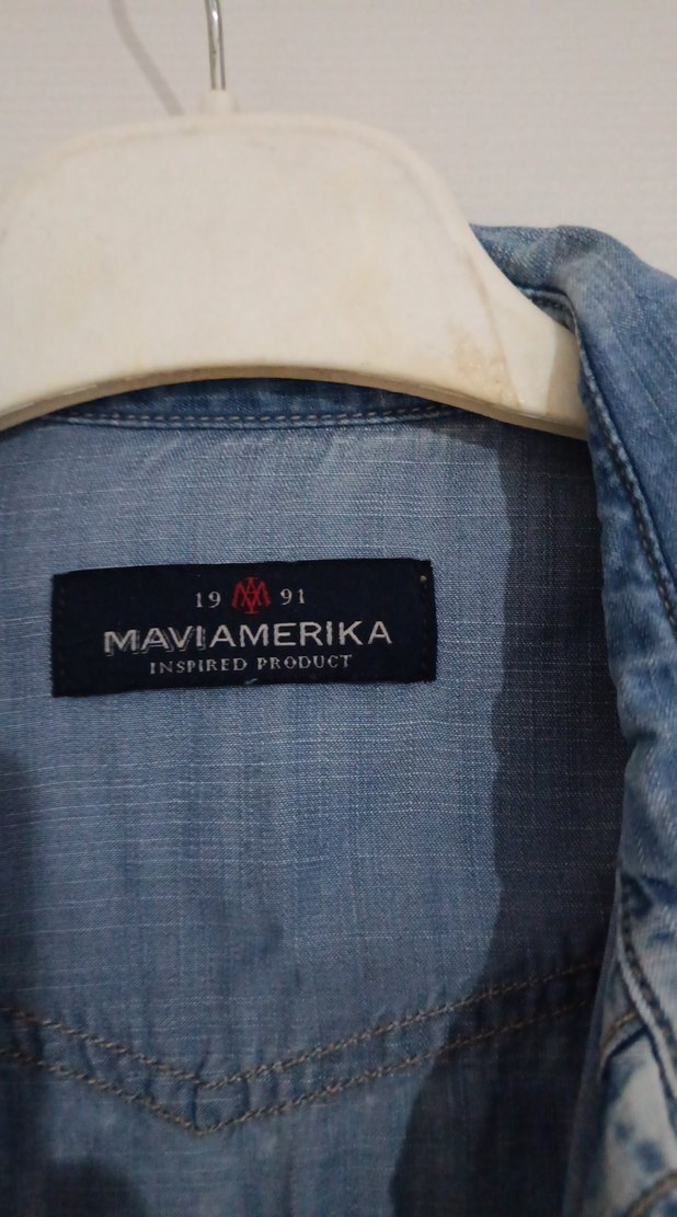 orijinal mavi marka şık bir kot gömlek - Görsel 3
