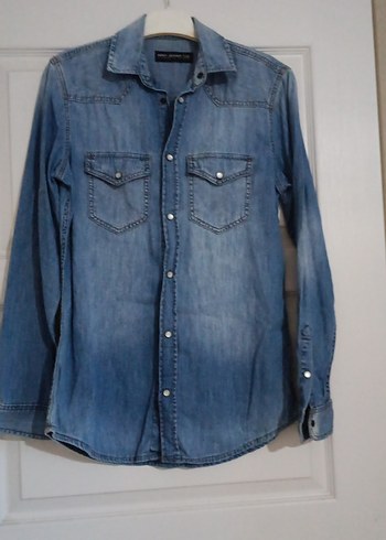 Erkek Gri Denim Gömlek - Görsel 2