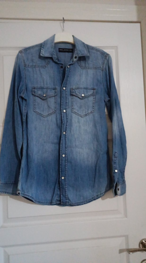 Erkek Gri Denim Gömlek - Görsel 2