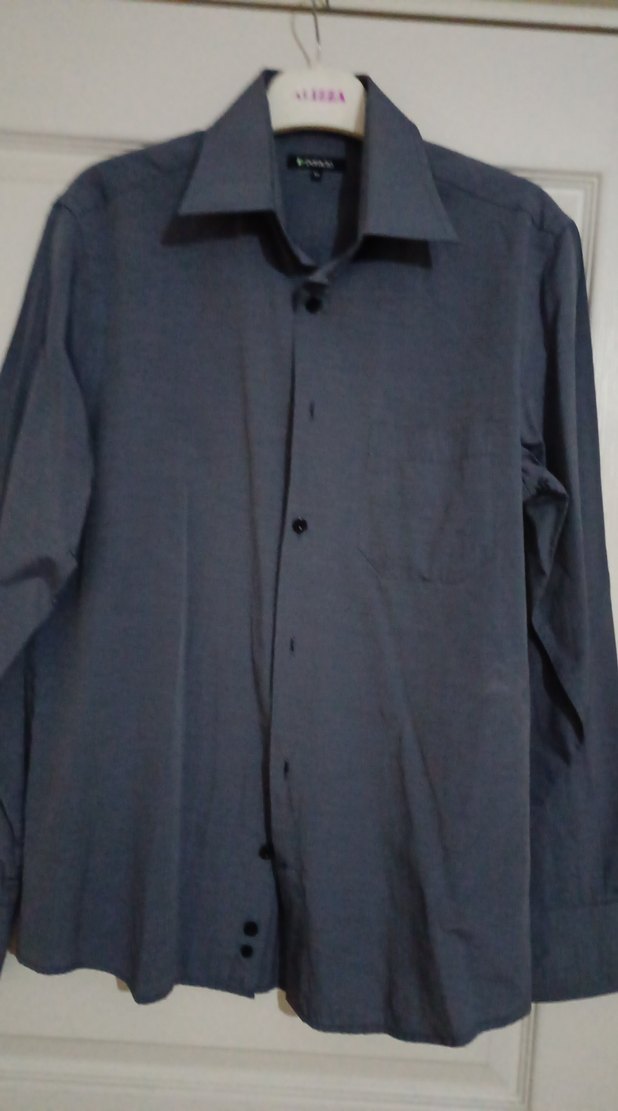 Gri Düğmeli Erkek Gömlek - Görsel 4