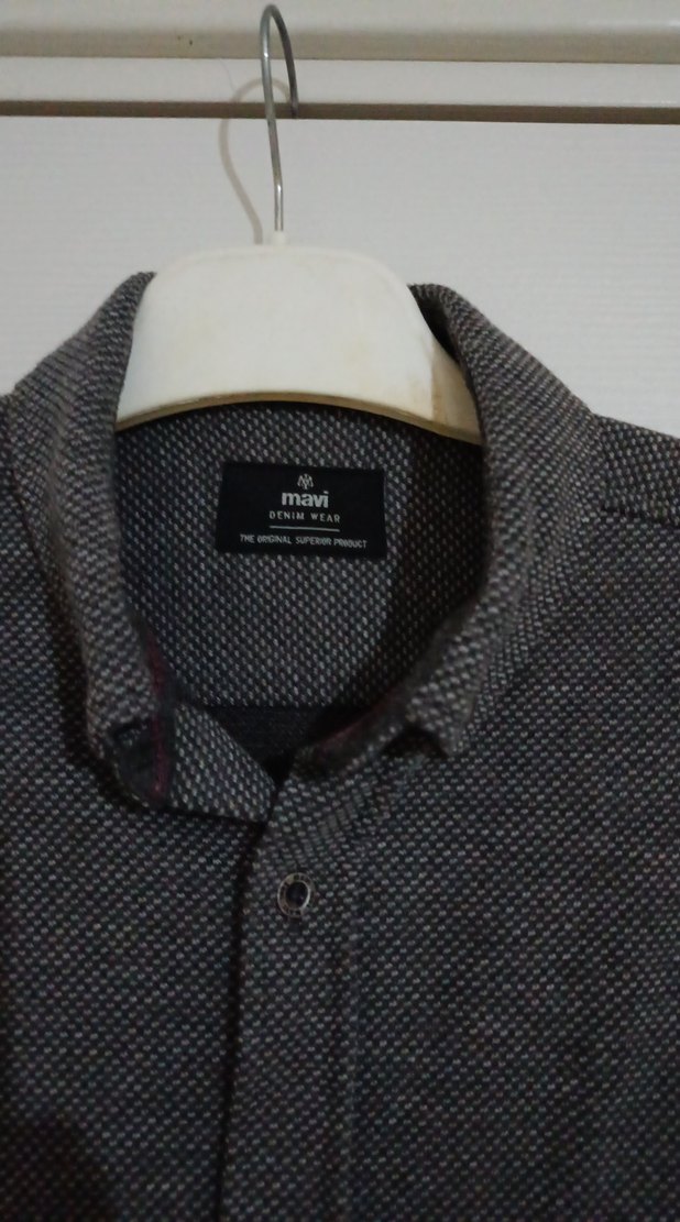 Düğmeli Gri Erkek Yün Gömlek - Görsel 3