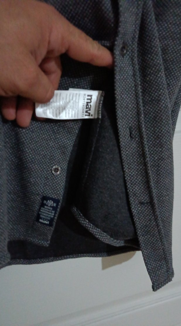 Düğmeli Gri Erkek Yün Gömlek - Görsel 5