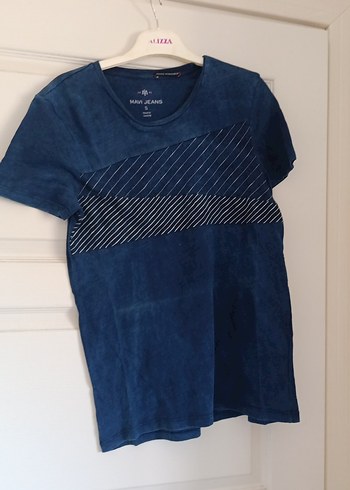 Mavi Denim Erkek Tişört, Kısa Kollu, Bağlamalı Desen - Görsel 3