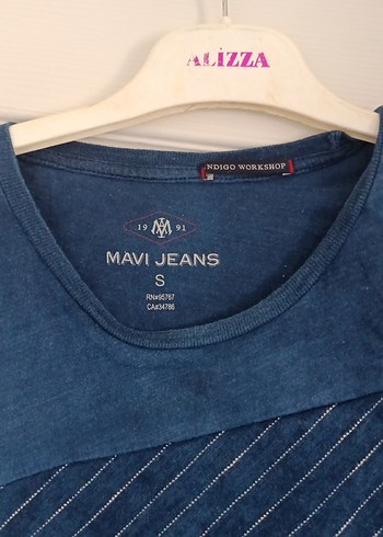 Mavi Denim Erkek Tişört, Kısa Kollu, Bağlamalı Desen - Görsel 2