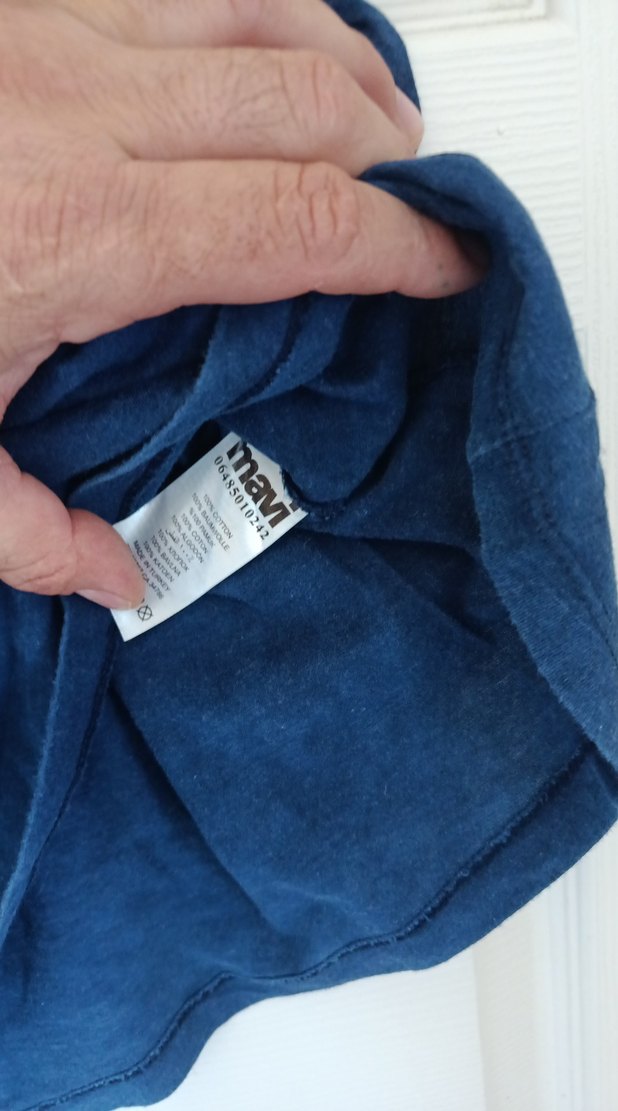 Mavi Denim Erkek Tişört, Kısa Kollu, Bağlamalı Desen - Görsel 4
