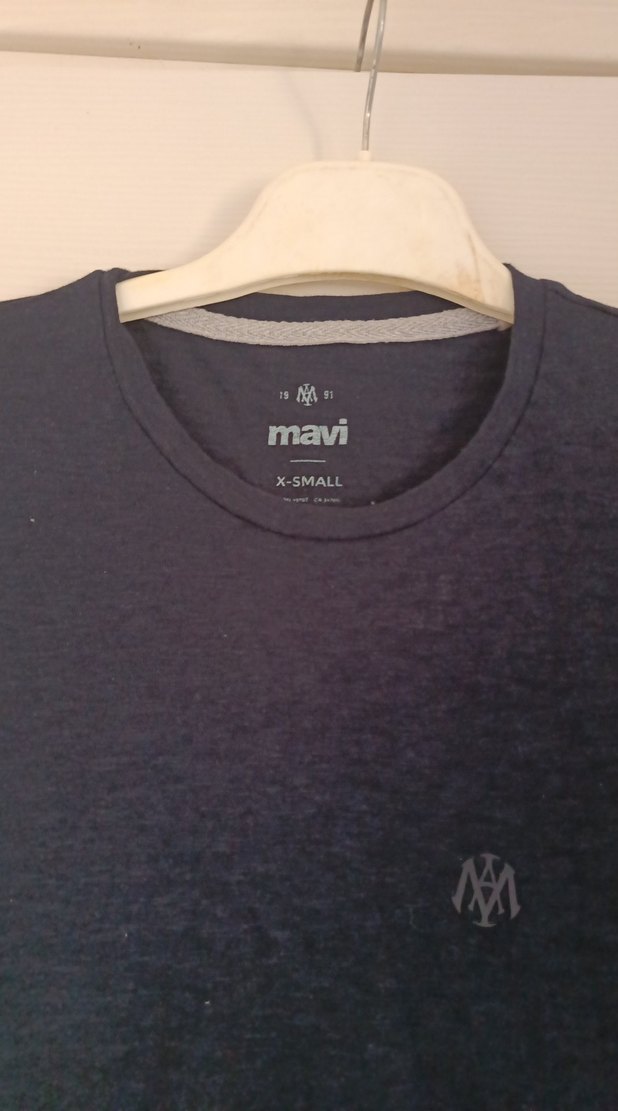 Mavi Erkek Kısa Kollu Gri Keten Tişört - Görsel 3