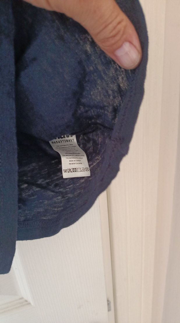 Mavi Erkek Kısa Kollu Gri Keten Tişört - Görsel 4