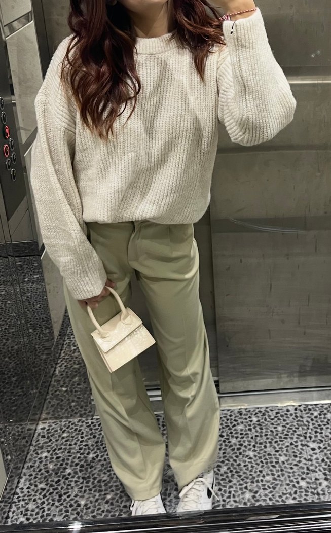 Bej Kadın Salaş Örgü Kazak - Görsel 2