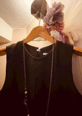 Beden H&M siyah yaka detaylı elbise