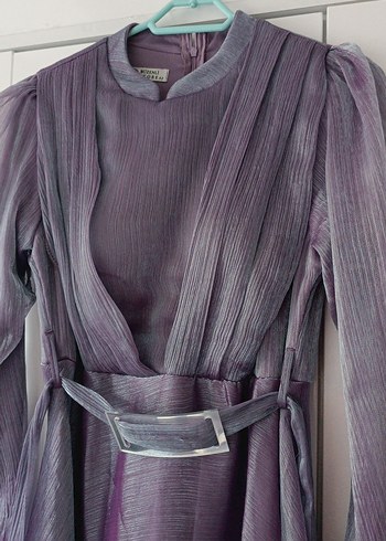 Uzun lila-Mor kadın abiye - Görsel 5