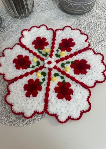 Kırmızı Çiçekli El Örgüsü lif