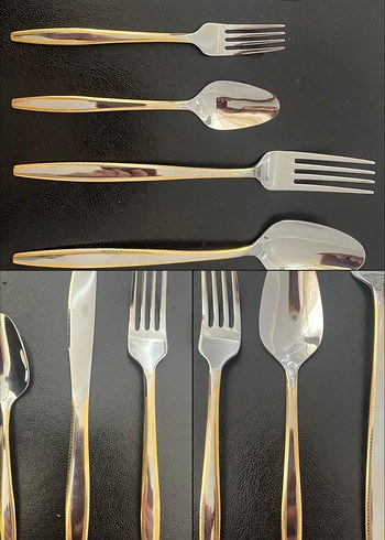 Altın Renkli Parlak Çatal, Bıçak ve Kaşık Seti - Görsel 3