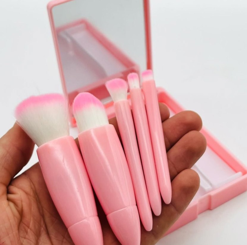 Pembe Makyaj Fırça Seti - Görsel 2