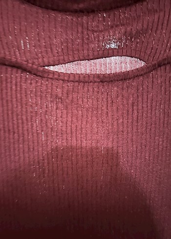 Bordo Uzun Kollu Fit Triko Elbise - Görsel 2