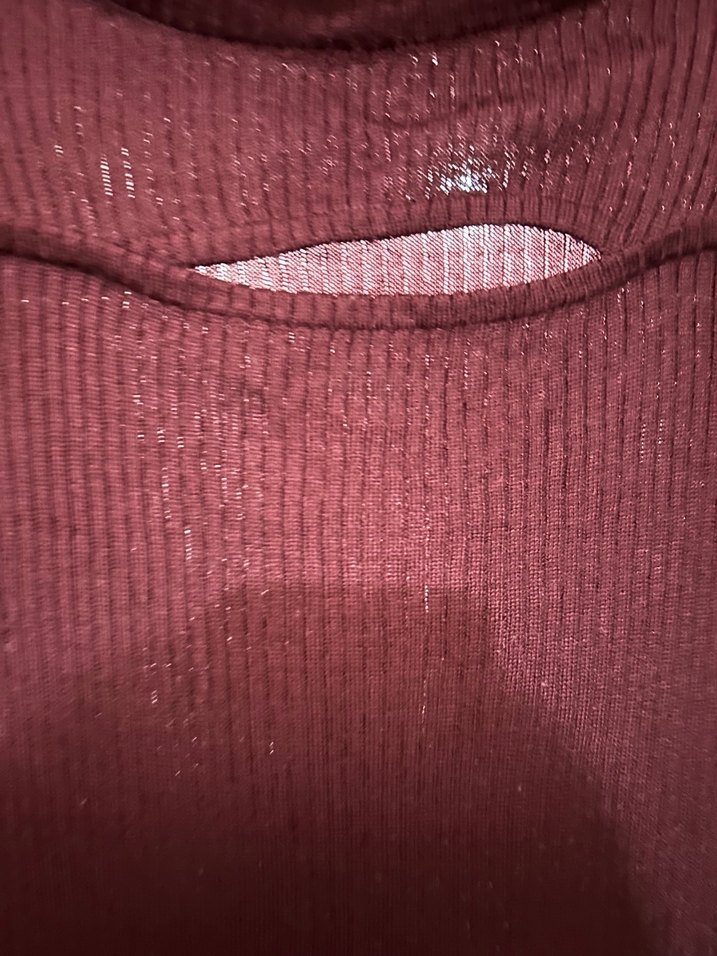 Bordo Uzun Kollu Fit Triko Elbise - Görsel 2