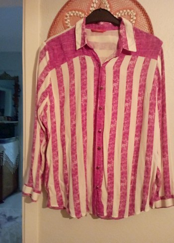 Pembe V Yaka Uzun Kollu Kız Gömlek - Görsel 2