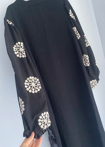 Boncuk İşlemeli Siyah Uzun Elbise - Görsel 3