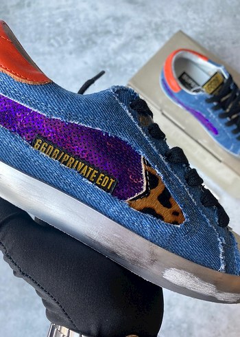 Renkli Payetli Kadın Kot Sneakers Golden Goose Deluxe - Görsel 5