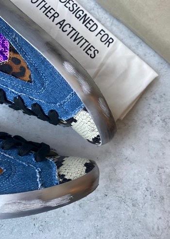 Renkli Payetli Kadın Kot Sneakers Golden Goose Deluxe - Görsel 4