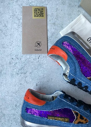 Renkli Payetli Kadın Kot Sneakers Golden Goose Deluxe - Görsel 3