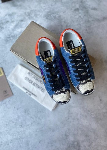Renkli Payetli Kadın Kot Sneakers Golden Goose Deluxe - Görsel 2