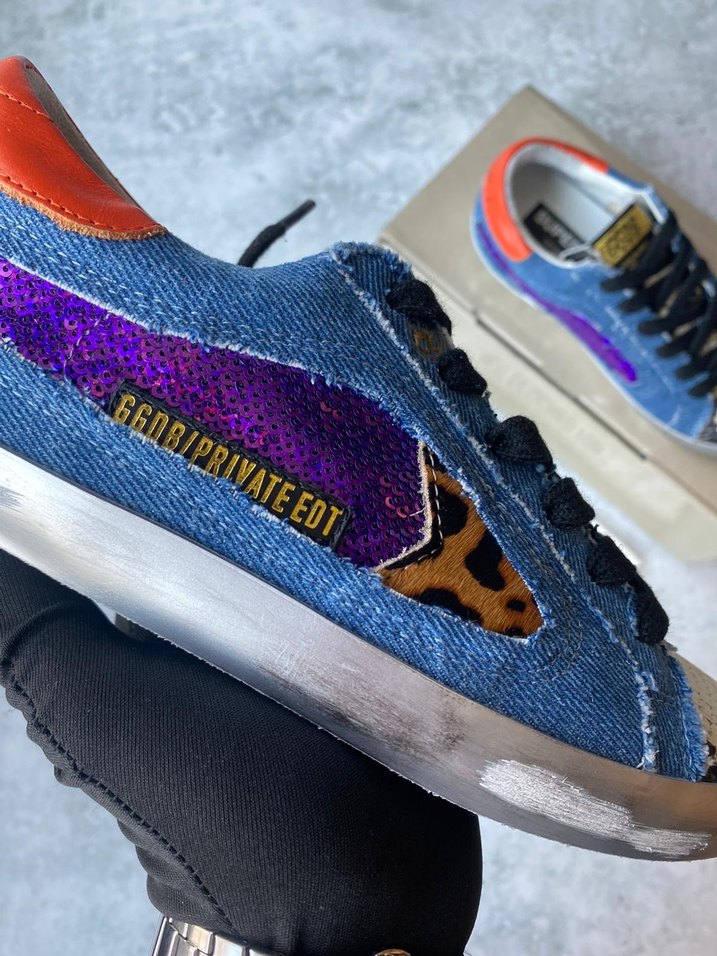 Renkli Payetli Kadın Kot Sneakers Golden Goose Deluxe - Görsel 5