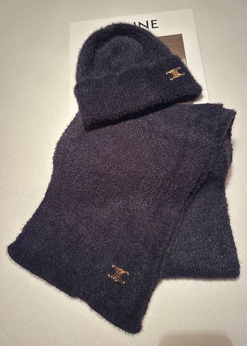 Pembe Örgü Kadın Bere ve Atkı Seti - Görsel 7