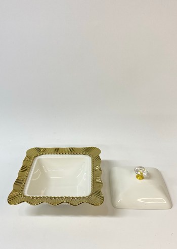 Porselen Parlak Beyaz Kapaklı Şekerlik - Görsel 2