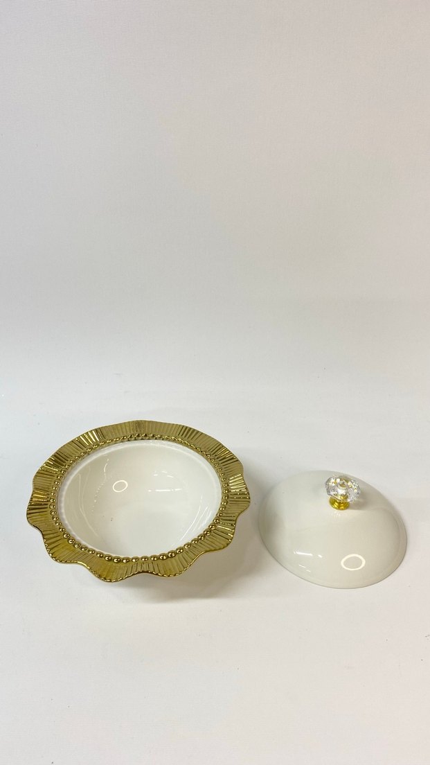 Porselen Parlak Beyaz Kapaklı Şekerlik - Görsel 4