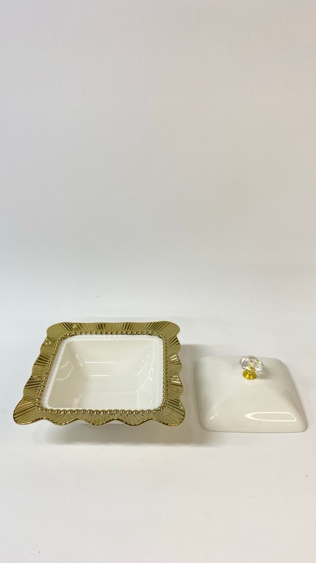 Porselen Parlak Beyaz Kapaklı Şekerlik - Görsel 2