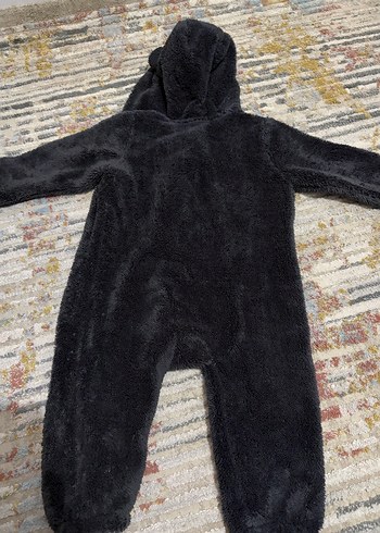 Koyu Gri Erkek Bebek Peluş Tulum - Görsel 4