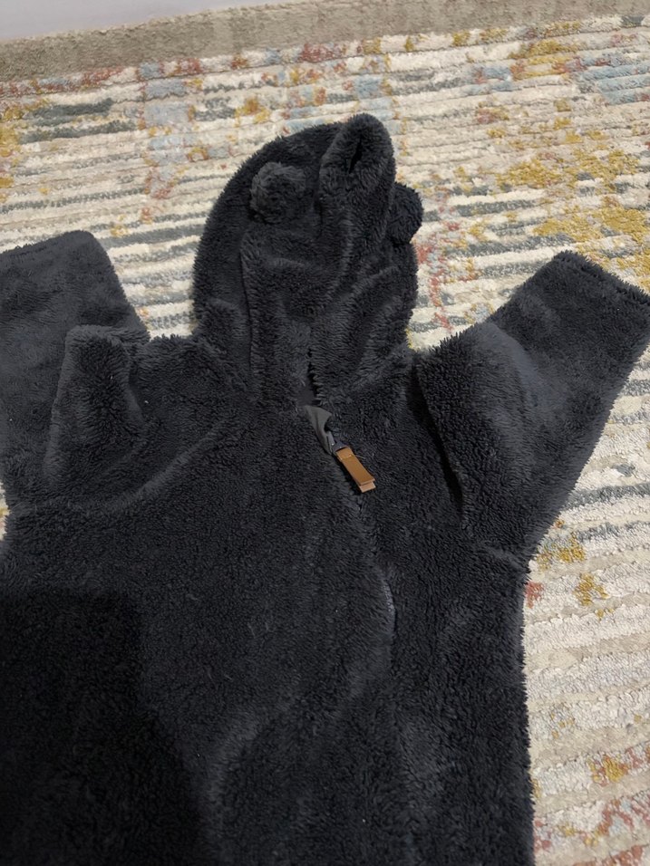 Koyu Gri Erkek Bebek Peluş Tulum - Görsel 5