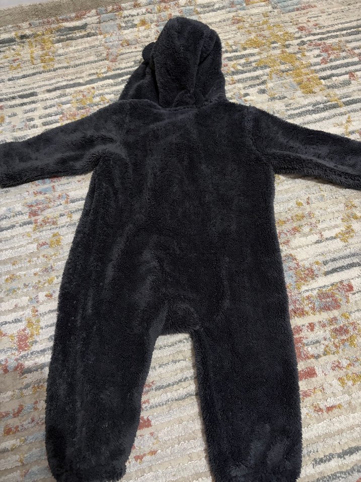 Koyu Gri Erkek Bebek Peluş Tulum - Görsel 4