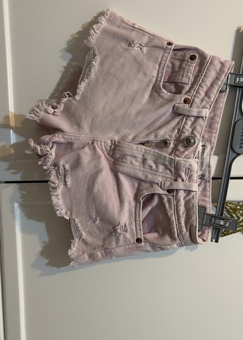 Pembe Düğmeli Mini Denim Şort - Görsel 3