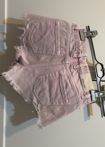 Pembe Düğmeli Mini Denim Şort - Görsel 4