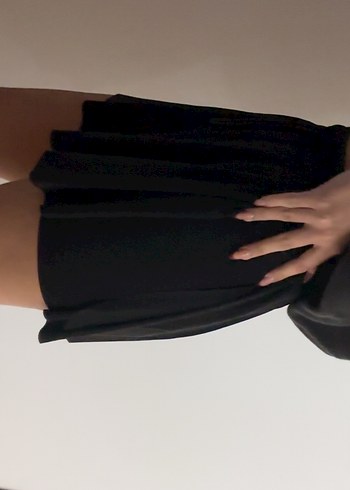 siyah renk etek gorunumlu sort etek - Görsel 3