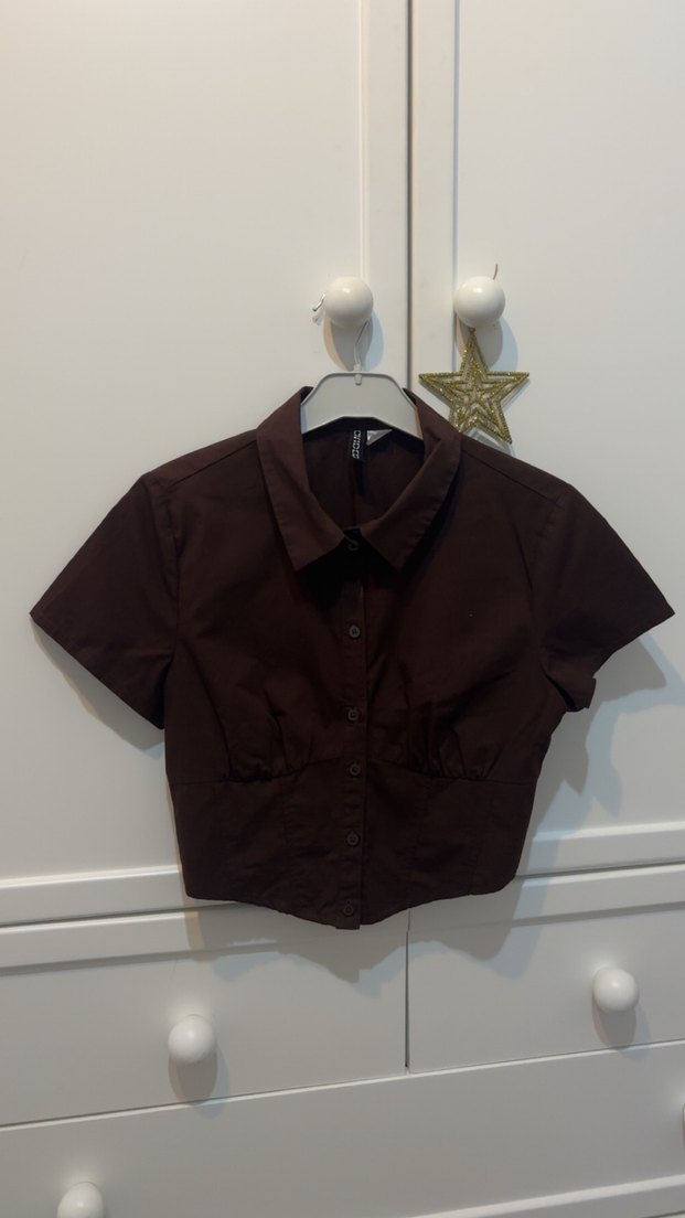 Kahverengi Fitted Korseli gomlek Midi Boy - Görsel 4