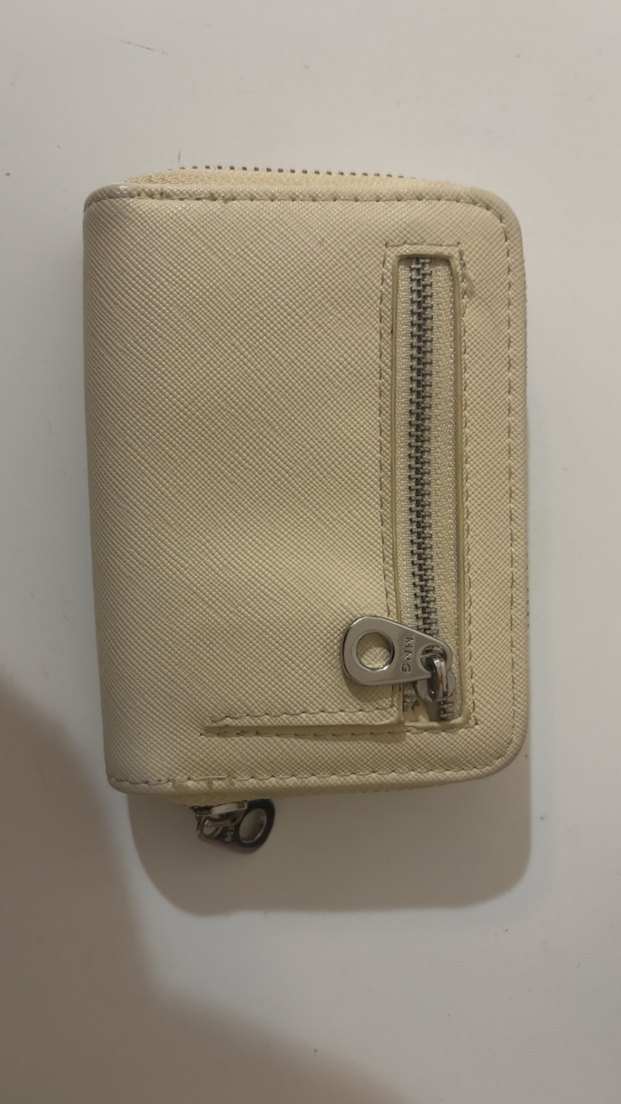 krem rengi Deri Fermuarlı Kadın Cüzdanı - Görsel 2