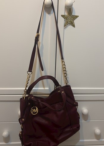 Vintage michael kors bordo omuz cantasi - Görsel 2