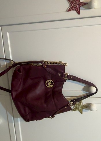 Vintage michael kors bordo omuz cantasi - Görsel 5