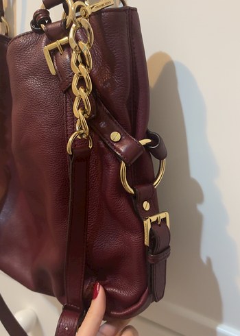 Vintage michael kors bordo omuz cantasi - Görsel 4