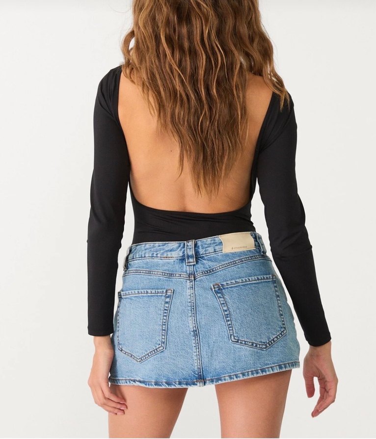 Kadın denim ici sortlu mini etek - Görsel 3