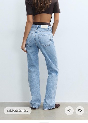 stradivarius d98 straight fit pantolon - Görsel 4