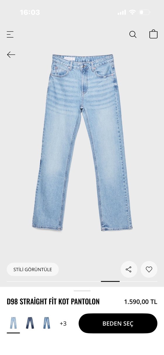 stradivarius d98 straight fit pantolon - Görsel 3