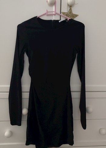 Siyah Uzun Kollu Mini Kadın Elbise - Görsel 2